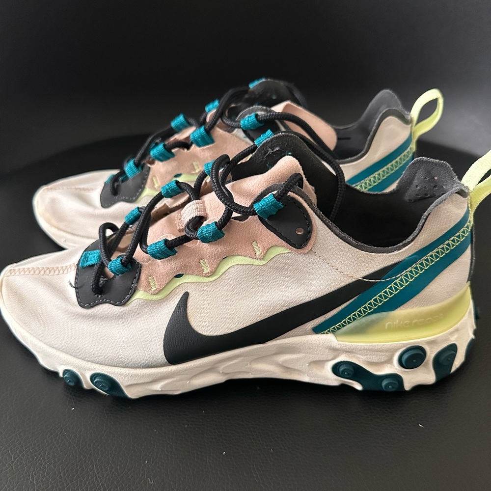 Nike women Sneakers - Cream, Black, and Teal Accents